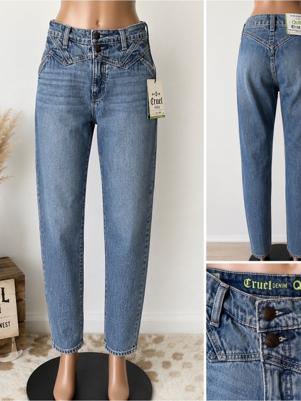 NWT Cruel Denim Quinn Jeans Women’s 31x31 High Rise Relaxed Tapered Western